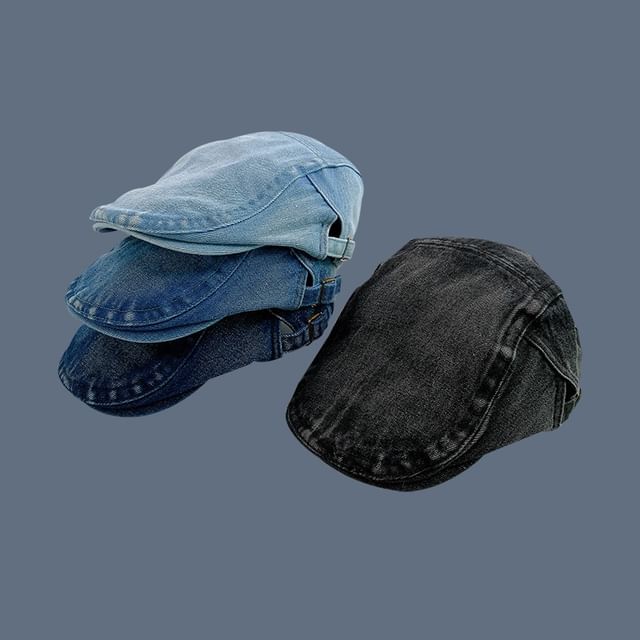 Washed Denim Flat Cap