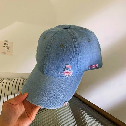 Washed Distressed Denim Baseball Cap