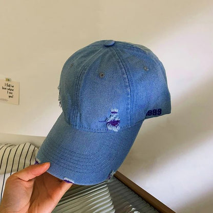 Washed Distressed Denim Baseball Cap