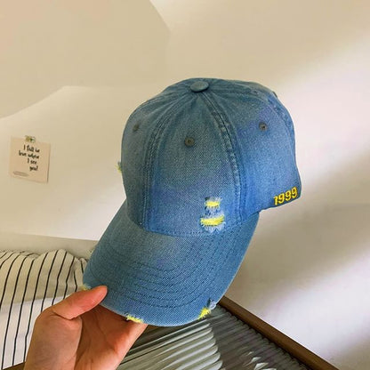 Washed Distressed Denim Baseball Cap