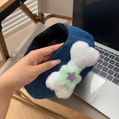 Bone Accent Washed Denim Beret