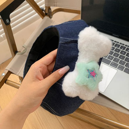 Bone Accent Washed Denim Beret