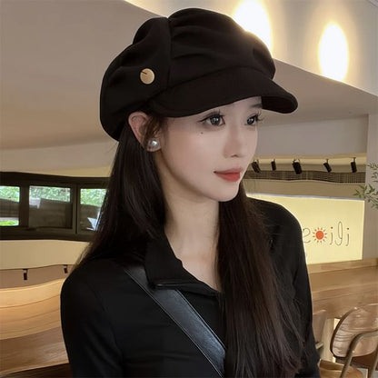 Plain Ruched Newsboy Cap