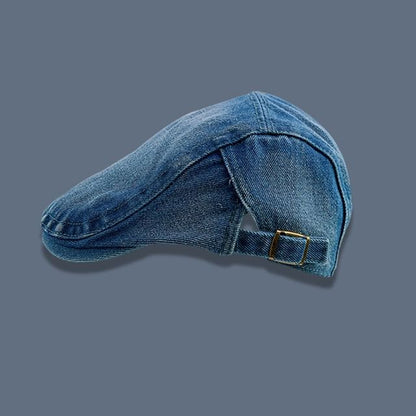 Washed Denim Flat Cap
