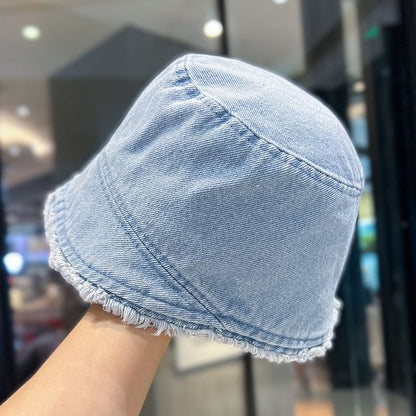 Washed Frayed Denim Bucket Hat