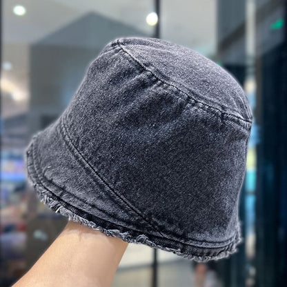 Washed Frayed Denim Bucket Hat