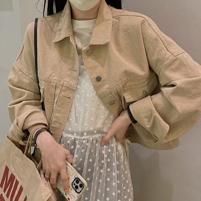 Thin Strap Tie-Side Midi A-Line Lace Dress / Button-Up Shirt Jacket