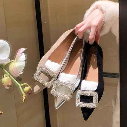 Rhinestone Pointy Buckled Flats