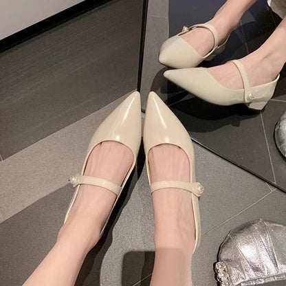 Jane Heel Mary Pumps Low Pointy