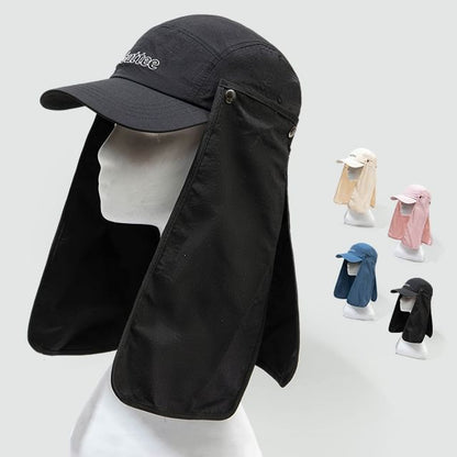 Lettering Embroidered Baseball Cap with Sun Protection Neck Flap