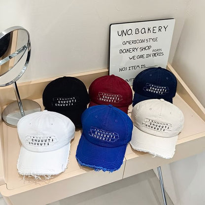 Cap Distressed Baseball Lettering Embroidered