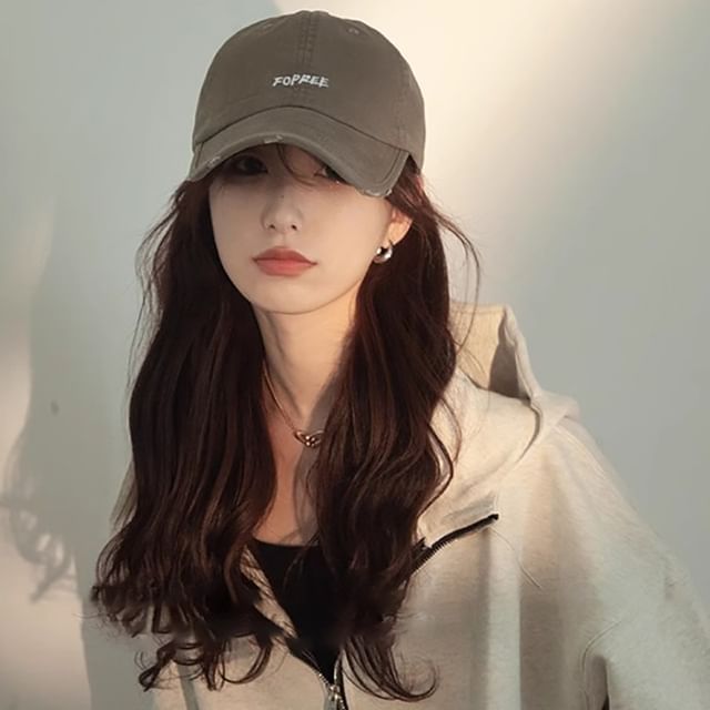 Distressed Cap Baseball Lettering Embroidered