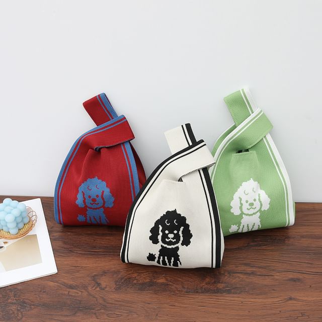 Dog Jacquard Knit Tote Bag