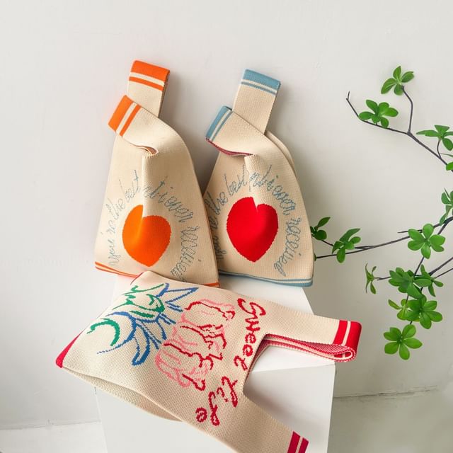 Patterned Knit Tote Bag