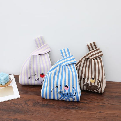 Cat Jacquard Knit Tote Bag