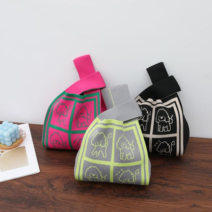 Dog Jacquard Knit Tote Bag