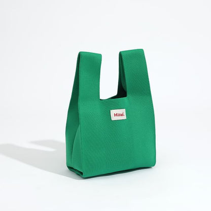 Lettering Applique Knit Tote Bag