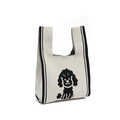 Dog Jacquard Knit Tote Bag