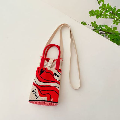 Top Handle Knit Crossbody Bag