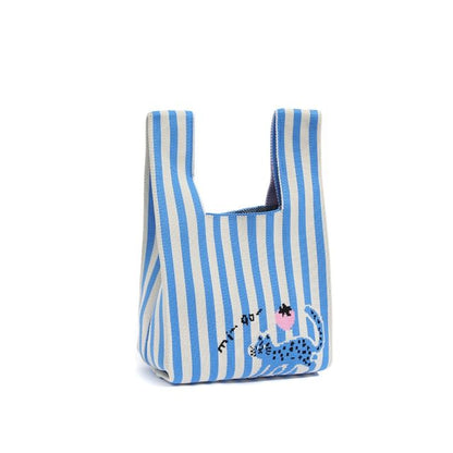 Cat Jacquard Knit Tote Bag