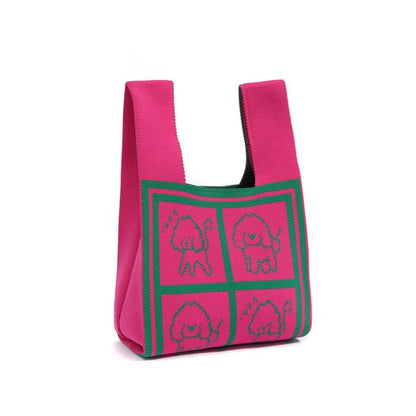 Dog Jacquard Knit Tote Bag
