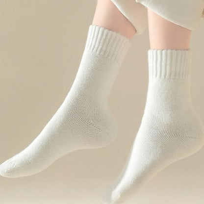 Plain Fleece-Lined Short Socks / Set