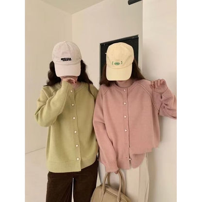 Plain Button-Up Cardigan