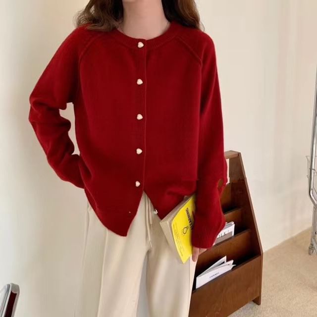 Plain Button-Up Cardigan