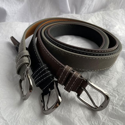 Contrast Stitching Faux Leather Belt