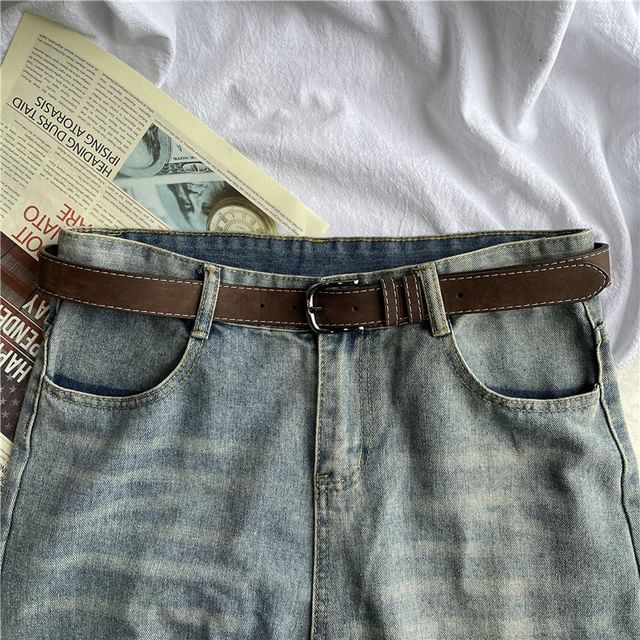 Contrast Stitching Faux Leather Belt