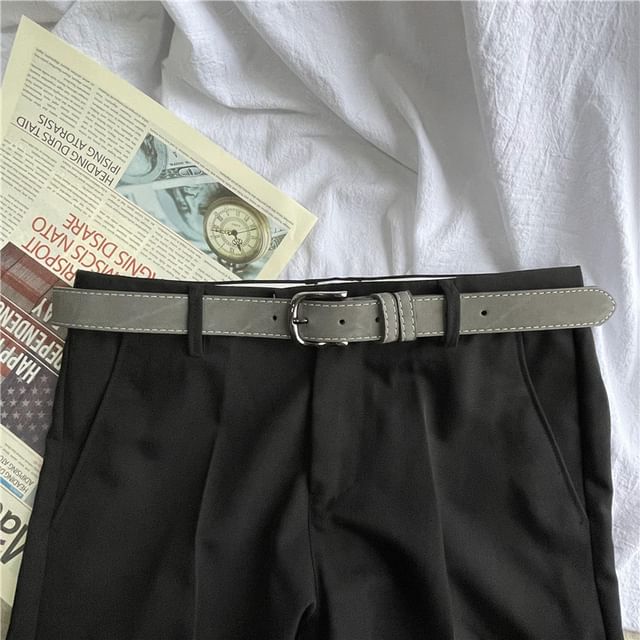 Contrast Stitching Faux Leather Belt