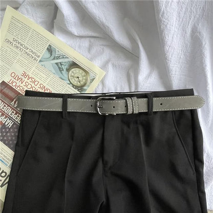 Contrast Stitching Faux Leather Belt