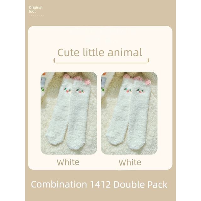 Cartoon Coral Fleece Short Socks / Set