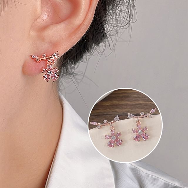 Rhinestone Alloy Floral Ear Cuff