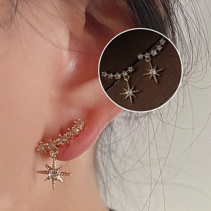 Alloy Star Earring Rhinestone Cuff Drop