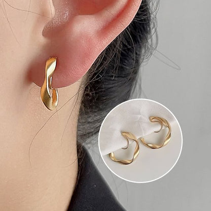 Earring Open Alloy Hoop Twisted Cuff