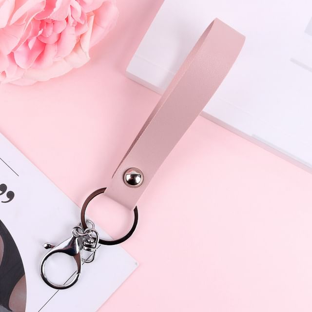 Faux Leather Strap Bag Charm Keyring