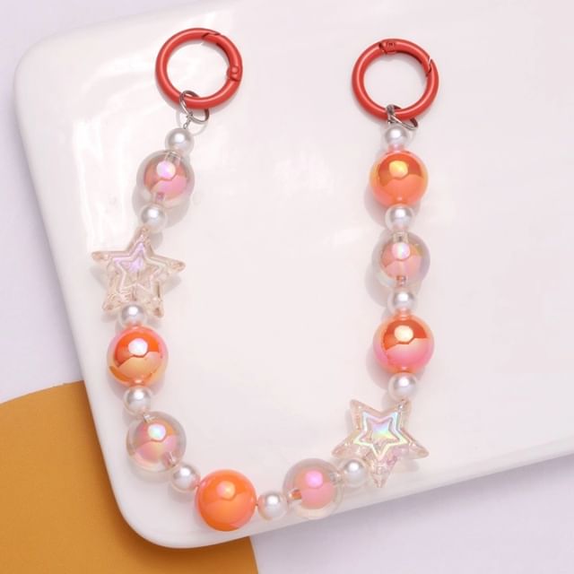 Star Faux Pearl Acrylic Bag Charm Keyring