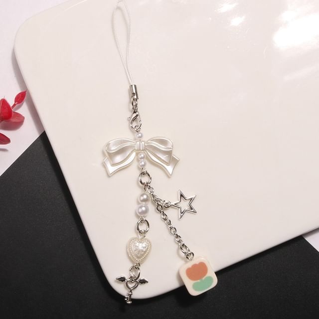 Bow Acrylic Alloy Phone Charm (Various Designs)