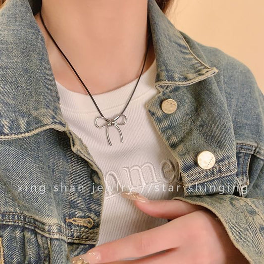 Necklace Bow Cord Pendant