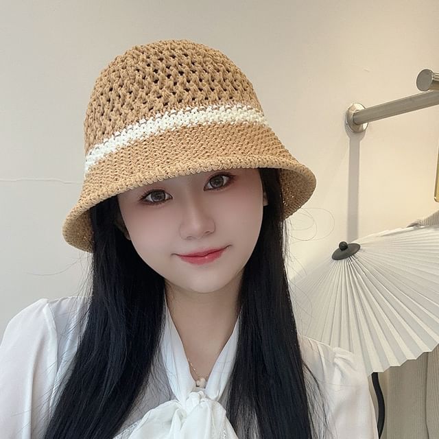 Straw Bucket Hat Foldable
