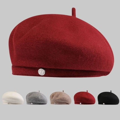 Hat Wool Metal Disc Beret