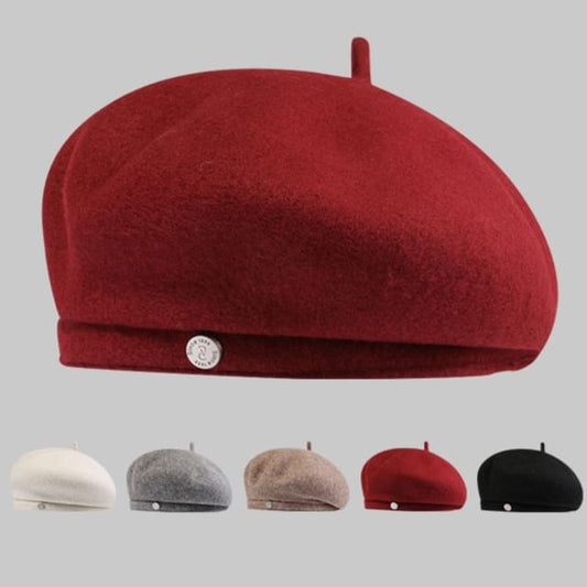 Hat Wool Metal Disc Beret
