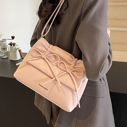 Leather Bag Bow Faux Shoulder