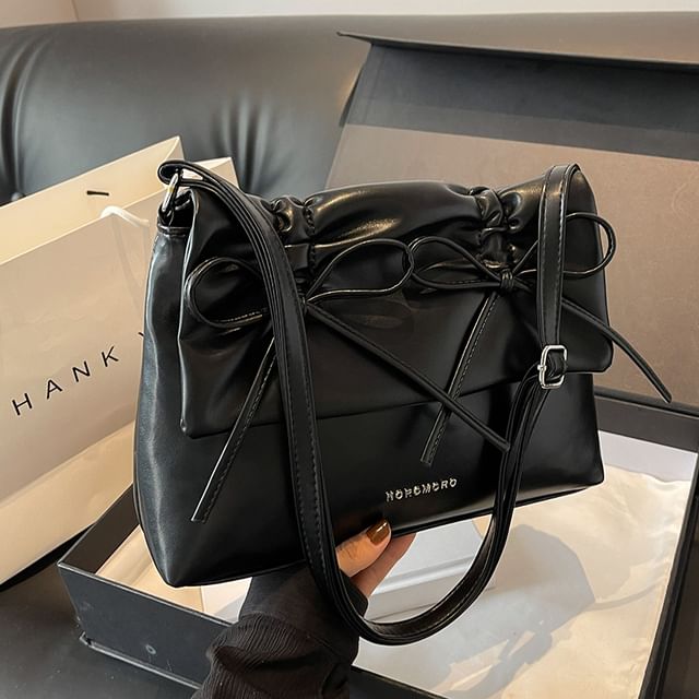 Shoulder Faux Bag Leather Bow