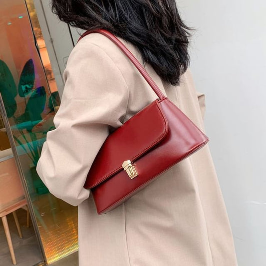 Faux Leather Flap Shoulder Bag