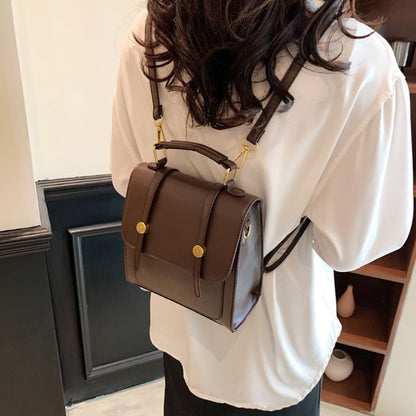 Faux Leather Flap Backpack