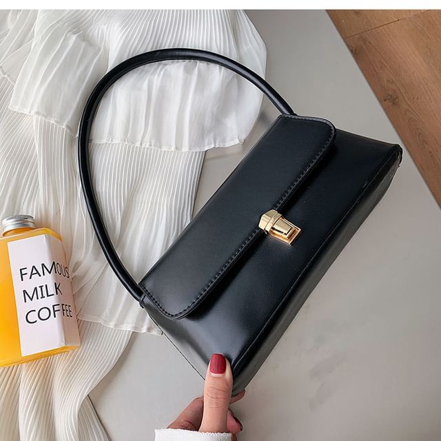 Faux Leather Flap Shoulder Bag