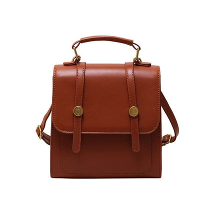 Faux Leather Flap Backpack