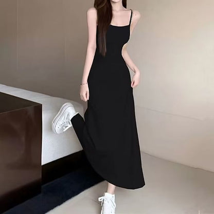 Thin Strap Plain Maxi A-Line Dress